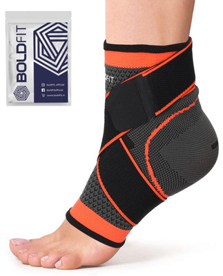 BOLDFIT Ankle Binder For Pain Relief Grip Gym Brace Wrap Cap bandage Strap Ankle Support(Black)
