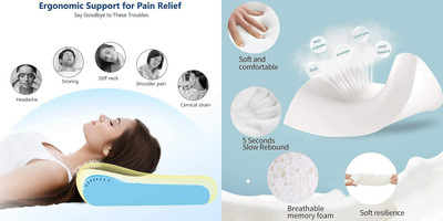 RUSHABH ENTERPRISE Memory Foam Animals Sleeping Pillow Pack of 1(White)