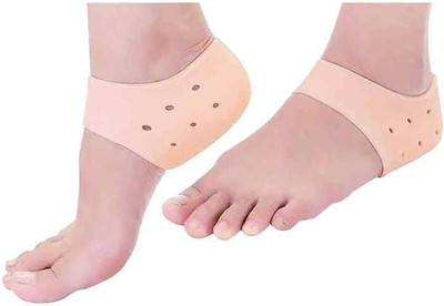 CTIYACART Anti Crack half Length Silicon Moisturizing Heel Pads Pain Relief Heel socks Heel Support(Beige)