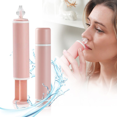 HANNEA Portable 60ml Nasal Rinser Adult Manual Nose Cleaner Soft Silicone Nozzle Case Manual Nasal Aspirator(Pink)