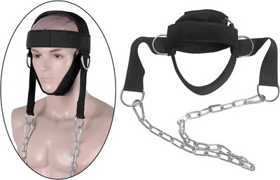 Fitcozi Neck Harness with Heavy Chain Gym Exerciser Accessory Head Support(Black)