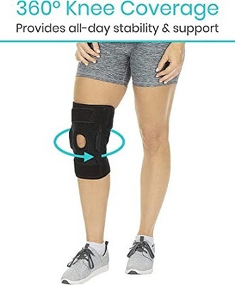 HOIGADGETS SUPPORT-Family Line Open Patella Brace without Hinge Knee Support-1 Pair Knee Support(Black)
