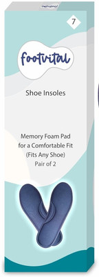 Foot Vital Memory Foam Shoe Insoles Blue – Comfortable Heel & Arch Support (2 Pack) Insole(Blue)