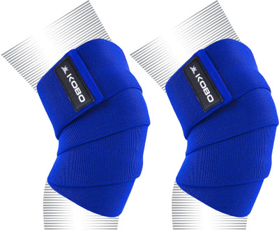 KOBO 1.6 Meter Weight Lifting Knee Wraps Heavy Duty Elastic Compression Support Gym Knee Support(Blue)