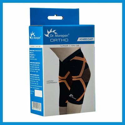 Dr. Morepen Ortho Knee Cap KN-06 Uniform Compression,Stretchable Fabric-M SIZE Knee Support(Black, Orange)