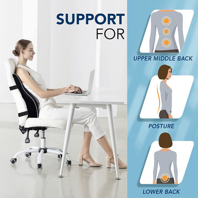 MRRON CRUZ Backrest For Car Of chair High Density Memory Foam Pad Back / Lumbar Support(Grey)