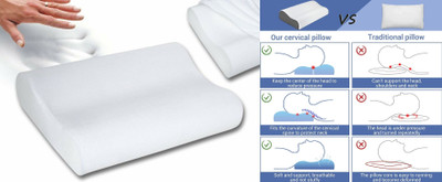 HIRUSH ENTERPRISE Memory Foam Abstract Sleeping Pillow Pack of 1(White)
