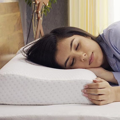 DOLPHINZONE Cooling Gel Infused Memory Foam Cervical Orthopedic Neck Support Contour Pillow Cervical Pillow(White)