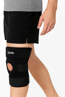 SELVA Hinged Knee Brace for Knee Joint Pain Relief Knee Support(Black)