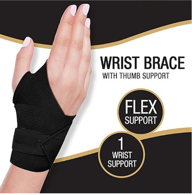 lillas Wrist Brace/Band with Thumb Support, Universal Size Wrist Support(Black)