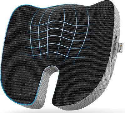 FOVERA Orthopedic Coccyx Seat Cushion - For Tailbone Pain Relief (Universal) Back / Lumbar Support(Black, Grey)