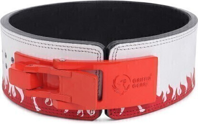 GRIFFIN GEARS Powerlifting Lever Red Buckle With White&Red 10MM Heavy Duty (Small-26''-34'') Weight Lifting Belt(White, Red)