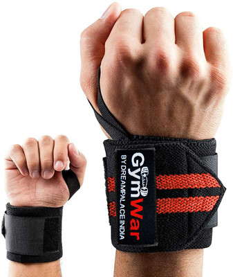 GymWar Weight Lifting Wrist Support, with Thumb Loop Strap for Gym Wrist Support(Red)