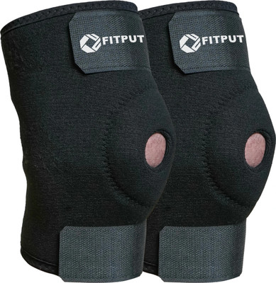 FITPUT 1 Pair Adjustable knee Cap Support Brace Support for Men and Women(Black) Knee Support