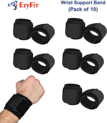Ezyfit Wrist Wrap Neoprene Band with Velcro – Sports Band for Pain Relief, One Size Wrist Support(Black)
