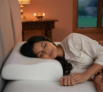 RAYHUNT Contour Memory Foam ,Orthopedic for Neck Pain Cervical Pillow(White)