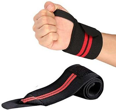 FRENDZO Gym Wrist Band Hand Support Weight Lifting Braces For Body Building UNISEX is59 Wrist Support(Black)