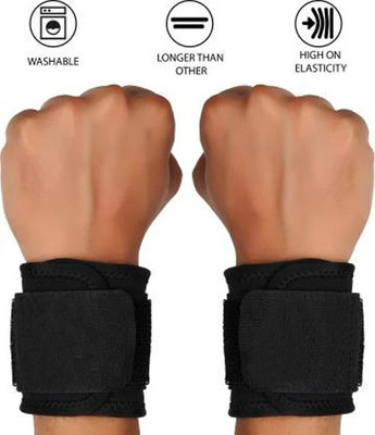 DreamPalace India WRIST SUPPORT Weight Lifting Wrist Strap ( Pair) Wrist Support(Black)