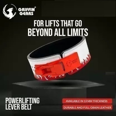 GRIFFIN GEARS Powerlifting Lever Buckle With Red Fire Belt Power 10MM Heavy Duty Weight Lifting Belt