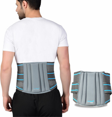 AccuSure Lumbo Sacral Waist Support Belt-Designed With Flexible Back Splints For Men/Women Splints(Grey)