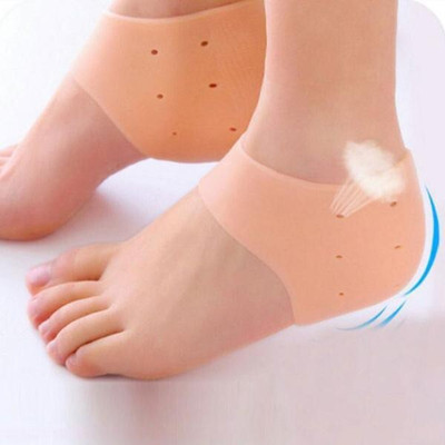 CTIYACART Silicon Gel Heel Socks Pad Heel Pain Relief Ankle Support HAC187 Heel Support(Beige)