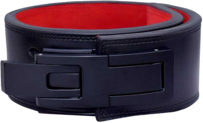 ALMINAAL Leather Lever Belt for Gym Adjustable for Weight Lifting Belts 13mm Back Back / Lumbar Support(Black)