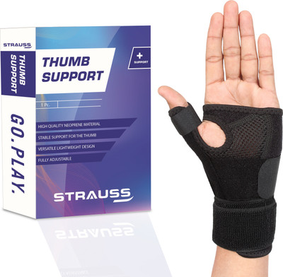 Strauss Thumb Support with Wrist Wrap | Wrist Support | Gym Support Wrist Support(Black)