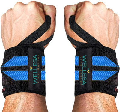 Wellesa Wrist Supporter for Gym Wrist Support Weight Lifting Strap Grip Wrist Band Wrist Support(Blue)