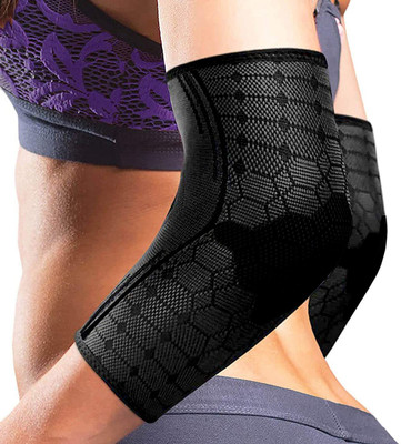 ELOVE Elbow Support Elbow Sleeve for Elbow Pain Relief Compression Support (Pack of 2) Elbow Support(Black)