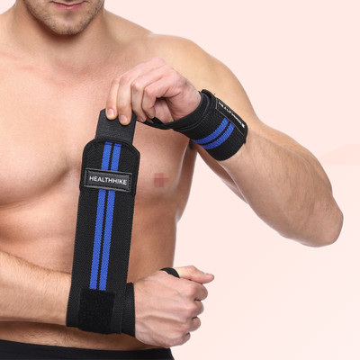 HealthHike Supporter for Gym, Adjustable Hand Wrap, Strap/Band for WeightLifting Men Women Wrist Support(Blue, Black)