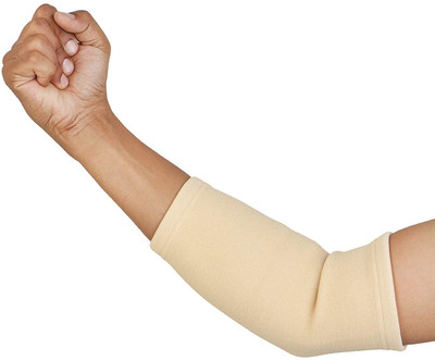 FAZTTER Premium Unisex Compression Elbow Sleeves Tendonitis | With 4D Stretch (1 Pair) Elbow Support(Beige)