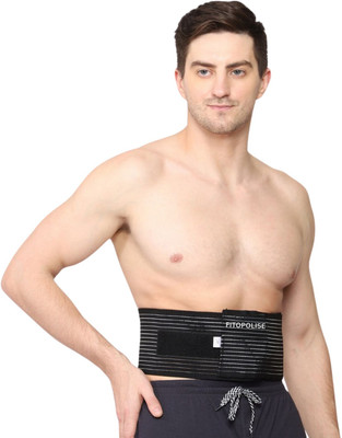 FITOPOLISE Umbilical Hernia Belt | Adjustable Abdominal Support Binder with Compression Pad Abdominal Belt(Black)