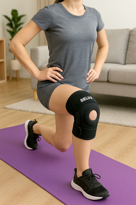 SELVA Dual Hinged (Neoprene), for Joint Stability & Pain Relief Knee Support(Black)