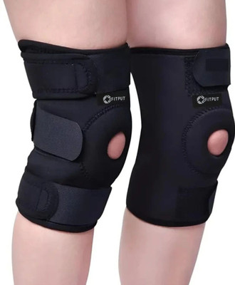 FITPUT Knee Support Patella for men and women|knee cap|Knee brace|Knee belt|1 Pair Knee Support(Black)
