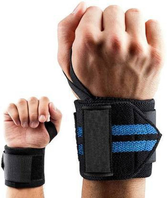 DreamPalace India Sports Weightlifting Wristband Training Hand Bands Sport Hand Wrist Wrap Wrist Support(Blue, Black)