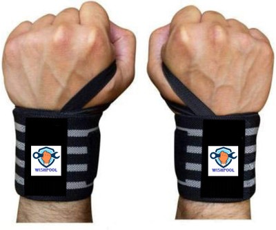 Wishpool 1 Pair Wrist Support with Thumb Loop Strap for Weight Lifting Gym & Workout Wrist Support(Black)