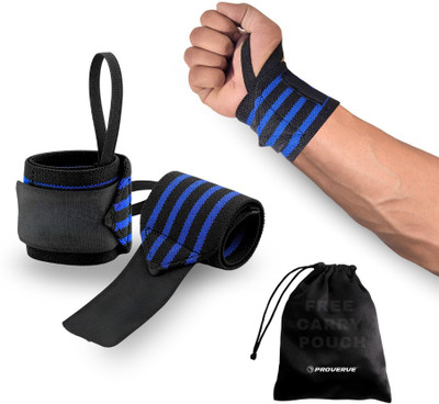proverve Nylon Wrist Supporter for Gym Wrist Band for Men & Women with Thumb Loop Straps Wrist Support(Blue, Black)