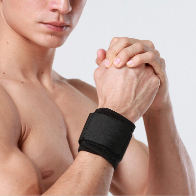 Yeahmom Adjustable Neoprene Gym Exercise Fitness Wrist Support With Velcro Strap(1 Pair) Hand Support(Black)