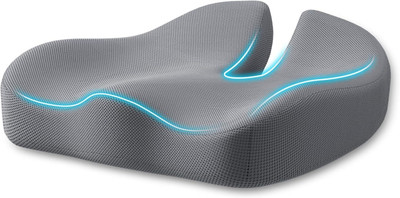 Fazista Memory Foam Plus Coccyx Seat Cushion for Tailbone, Back & Sciatica Pain Relief Back / Lumbar Support(Grey)