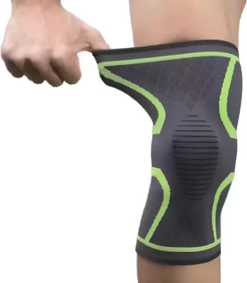 Donizard 3D Knee Sleeve Brace Support Compression Protector For Men and Women 1 PIECE Knee Support(Green)