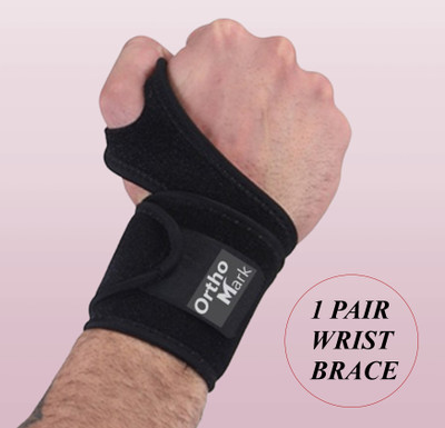 OrthoMark Wrist Brace with Thumb Support for Pain Relief& Sports for Men & Women Free Size Wrist Support(Black)