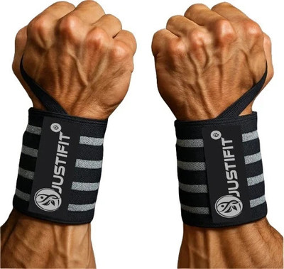 JUSTIFIT Professional Wrist Band Strap for gym fitness support weight lifting-1 Pair Wrist Support(Grey)