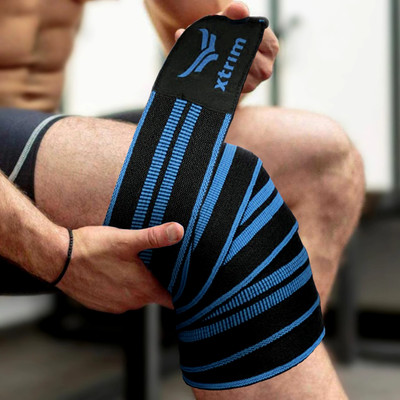 Xtrim Grippz Knee Wrap - Pack of 4 Knee Support(Blue, Black)