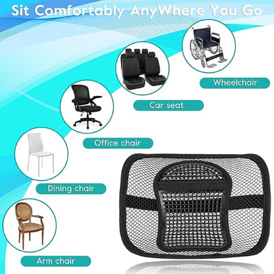 PostureMate Car Mesh Backrest Cushion Support for Comfortable Travel Back / Lumbar Support(Black)