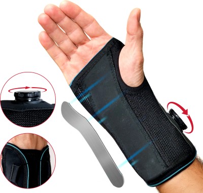 AGEasy Adjustable Dial Easy-Twist Wrist Brace for Pain Reduction Right Hand Support(Black)