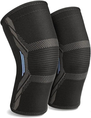 Justlist Knee Sleeves for Running Jogging Gym Squats | 4 Way Compression Knee Sleeves Knee Support(Black)