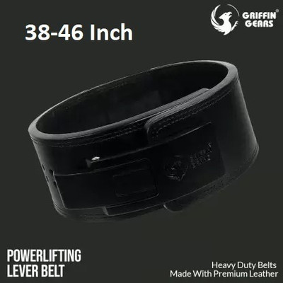 GRIFFIN GEARS Powerlifting Lever Gym Power Extreme Heavy Duty Genuine Leather (L-38''-46'') Back / Lumbar Support(Black)