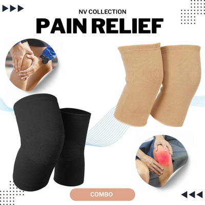 CTC CREATION Black&Brown Double Knee Support Caps for Ortho Pain Knee Support