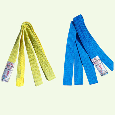 Dhaani Karate Martial Arts Belts, Yellow and Bue, Cotton, Pack of 2 Abdominal Belt(Yellow)