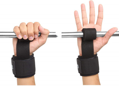 keycraze Gym Workout Power Training Weight Lifting Straps Wraps Wrist Support(Black)